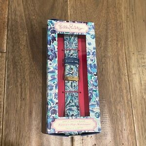 Lilly Pulitzer Genuine Leather Apple Watch Band in High Maintenance EUC
